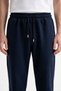 3 Threaded Ribbed Navy Blue Sweatpants with Elastic Waist - 5