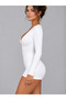 Long Sleeve V-Neck Buttoned Shorts Pajama Jumpsuit - 3