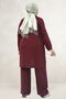 67070 Plus Size Garni Detailed Modal Pants Suit - Burgundy - 6