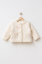 Children's Embroidered Double-Layer Lined Quilted Jacket with Fiber Filling and Buttoned Cardigan Coat