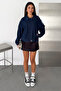 Women's Oversized Denim Jacket with Epaulet Detail and Zipper - 5