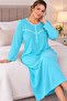 100% Cotton Long Sleeve Waffle (Breathable) Fabric Plus Size Winter Women's Nightgown - 2