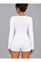 Long Sleeve V-Neck Buttoned Shorts Pajama Jumpsuit - 4