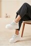 Women's Silvery Lace-Up High Platform Sole Sneaker Mesh Comfortable Walking and Daily Sports Shoes Thick Sole Sneaker Bridal Shoes