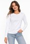 Women's Crew Neck Long Sleeve Blouse White - 3