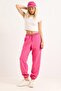 Three-Thread Elastic Cuffed Sweatpants Pink - 2