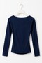 Women's Crew Neck Side Gathered Long Sleeve Blouse Navy Blue - 2