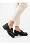 Women's Black Genuine Leather Orthopedic Sole Casual Loafer Shoes - 2