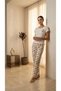 Women's Garfield Patterned Pajama Set White Short Sleeve Top / Long Pants Comfortable Home Wear