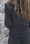 Gray Boat Neck Tie-Detail Blouse and Trousers Set - 6