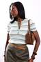 Mint Green Striped Buttoned Short Sleeve Knitwear 4752 - 2