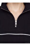Two Mt Shop Quality Lcw Modest Black Interlock Plain Oversize Women's Sweatshirt Tunic - 4