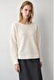 Ecru Boat Neck Mercerized Knitwear - 2
