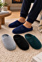 Set of 4 Gray Navy Blue Black Khaki Corduroy Closed Toe 3 cm Sole Home Slippers Byndkdf01 - 3