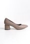 Genuine Leather Thick Galvanized Heeled Women's Shoes - 4
