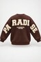 Women's Oversize Sweatshirt Paradise Varsity Embossed Printed Brown – Crew Neck, 3 Thread Count - 6