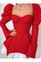 Women's Lace Fabric Corset Look Spanish Sleeve Ruffle Skirt Mini Dress - 2