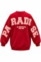 Women's Oversize Sweatshirt Paradise Varsity Embossed Printed Red – Crew Neck, 3 Thread Rastering - 7