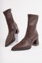 Shoe Factory Women's Pointed Toe Block Heel Zippered Stretch Boots - 2