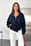Women's Hakim Collar Front Zippered Denim Jacket - 6
