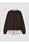 Two Mt Shop Quality Lcw Modest Brown Interlock Plain Loose & Baggy Women's Sweatshirt Tunic - 6
