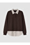Two Mt Shop Quality Lcw Modest Brown Interlock Plain Loose & Baggy Women's Sweatshirt Tunic - 5