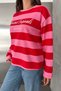 Women's District Printed Striped Crew Neck Sweatshirt - 2