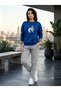 Zero Collar Sweat Suit 2-Piece Combination Winter Shardooned Pullover with Printed Design for Women / Men Unisex Model