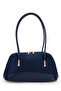 Baguette Form Suede Leather Martina Women's Shoulder Bag Navy Blue