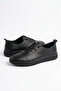 Ortes Rubber Tied Sole Stitched Genuine Leather Orthopedic Women's Shoes Black Skin - 4
