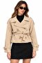 Beige Regular Short Trench Coat