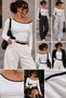 Women's Off-Shoulder Blouse White Contrast - 2