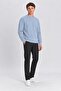 Men's Blue-Navy Blue Crew Neck Ottoman Sweatshirt - 2
