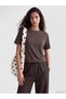 Two Mt Shop Quality Xside Brown Viscose Plain Loose & Baggy Short Sleeve Women's T-Shirt