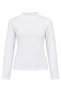 White Cotton Lycra Stretch Fabric Turtleneck Long Sleeve Slim Fit Knitted Basic Blouse
