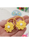 Set of 10 Daisy Flower Figured Vibrant Spring Colorful Girls' Rubber Hair Clips - Elastic Bushy Hair Clips - 4