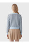 Xside Blue Knitwear Striped Short Women's Cardigan with Nevavm Difference - 5