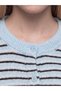 Xside Blue Knitwear Striped Short Women's Cardigan with Nevavm Difference - 4
