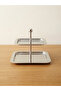 Luxury Square Stainless Steel Double Layer Presentation Stand 22-17 cm Cookie Holder, Candy Holder, Presentation Tray - 5