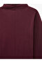 Long Sleeve Plum Color Blouse with Stand Collar and Stitching Detail, Slim Fit - 3