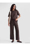 Two Mt Shop Quality Xside Brown Viscose Plain Loose & Baggy Short Sleeve Women's T-Shirt - 2