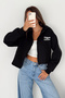 Women's Discipline Printed Hooded Zipper Crop Sweatshirt - 7