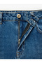 Belted and Pocketed Regular Waist Cotton Short Wide Leg Denim Trousers - Crop Wide Leg Jeans - 4