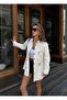 Women's Front Beaded Embroidered Denim Oversize Shirt - 7