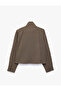 High Collar Lace-Up Pocketed Zippered Plaid Oversize Seasonal Jacket - 2
