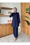 Soft Textured Striped Tunic and Trousers Double Set