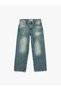 Cotton Pocketed Low Waist Straight Leg Baggy Denim Trousers - Baggy Jeans