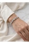 Women's Silver Color Zircon Stone Row Clover Motif Stylish Bracelet - 3