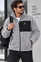 Men's Oversize Lamb Welsoft Warm Plush Fleece Jacket with 3 Pockets, Full Zip, Full Size, Ecru, Navy Blue, Black, Coffee, Green