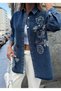 Women's Front Beaded Embroidered Denim Oversize Shirt - 8